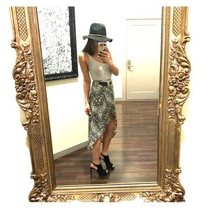 Nordstrom Lilly Black High Low Skirt Gray XS